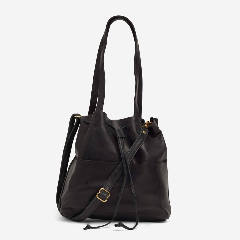 Black leather Parker Clay Emma bucket bag